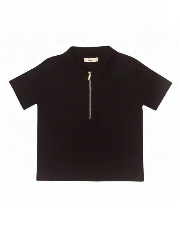 Zara Damen Poloshirt UK 10 Small Schwarz