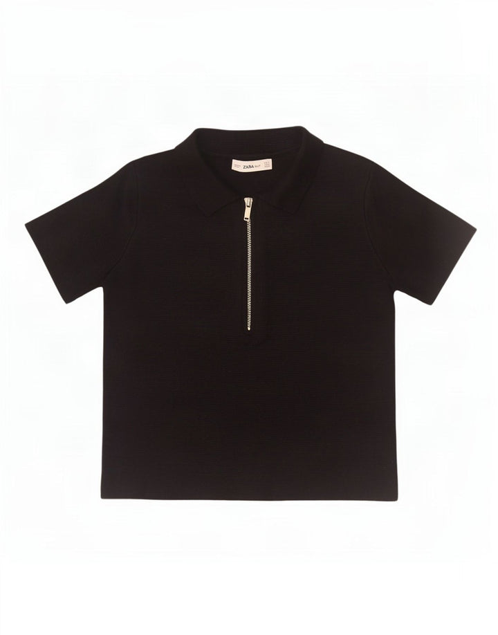 Zara Damen Poloshirt UK 10 Small Schwarz