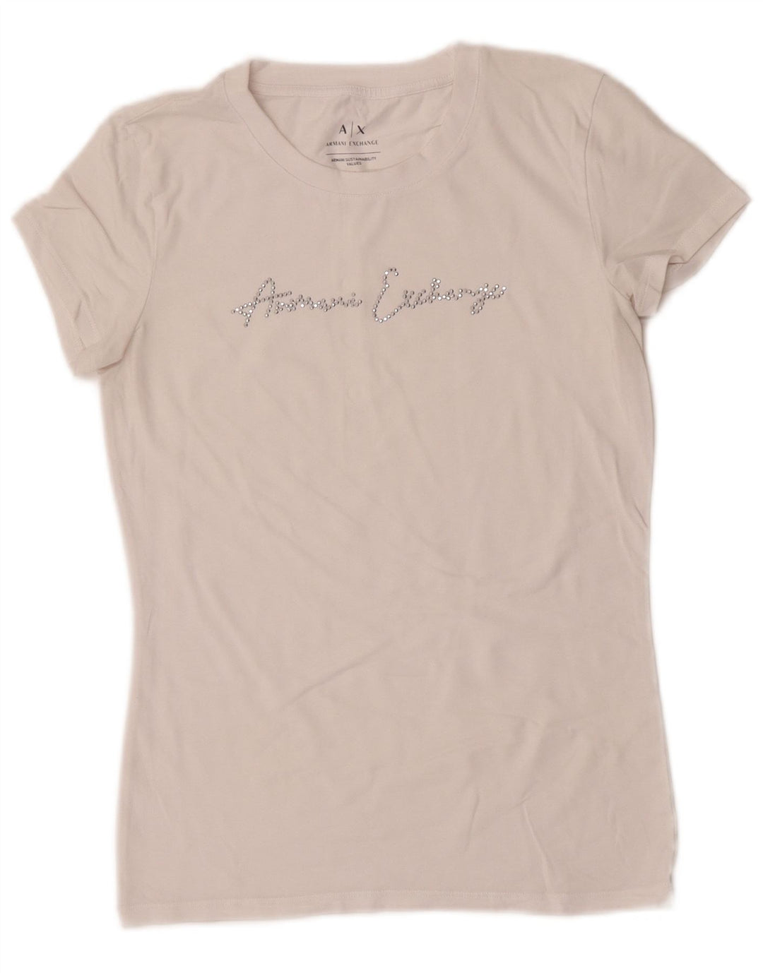 Armani Exchange Damen Grafik-T-Shirt Top UK 10 Small Weiß