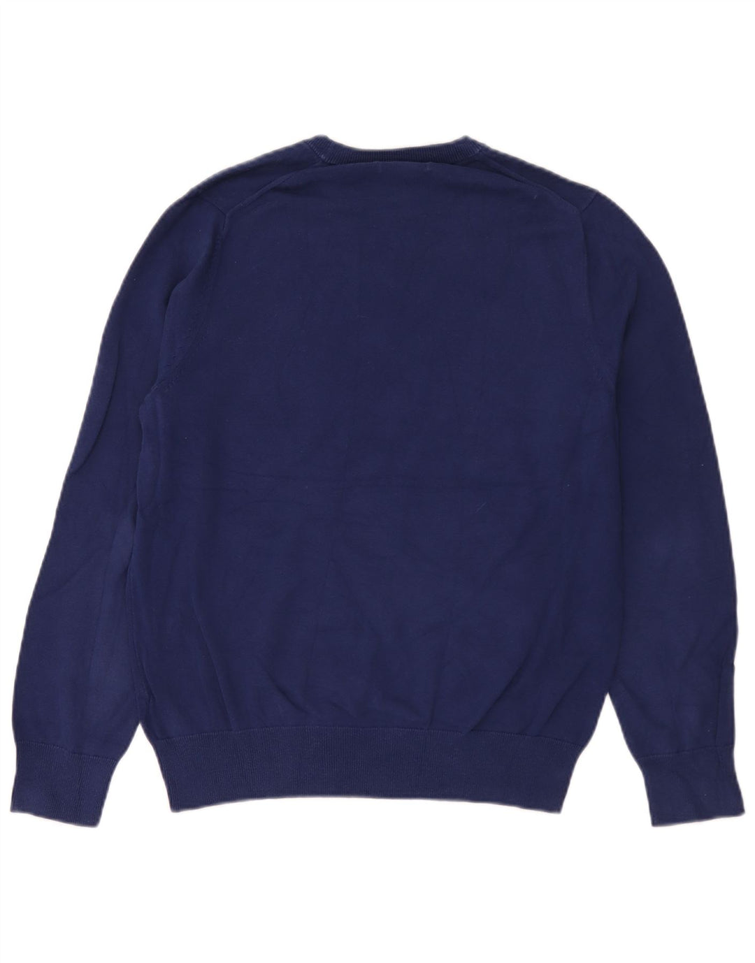 Massimo Dutti Herren-Pullover mit Rundhalsausschnitt, mittelblaue Baumwolle