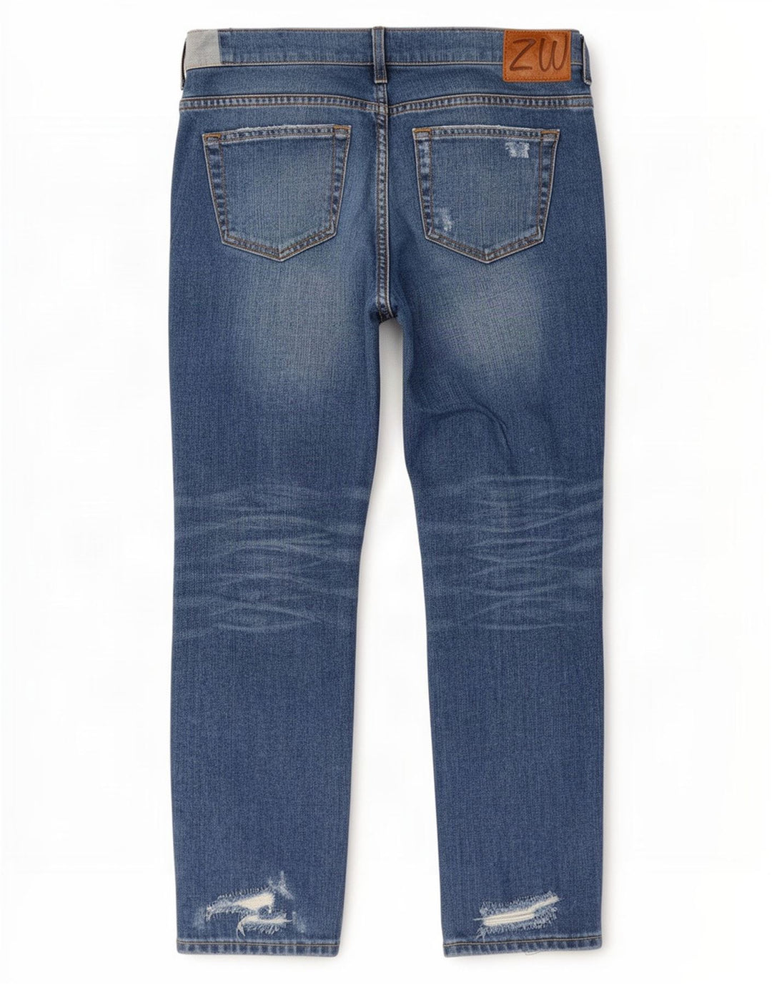 Zara Damen Distressed-Cropped-Jeans EU 40 Medium W30 L25 Blau