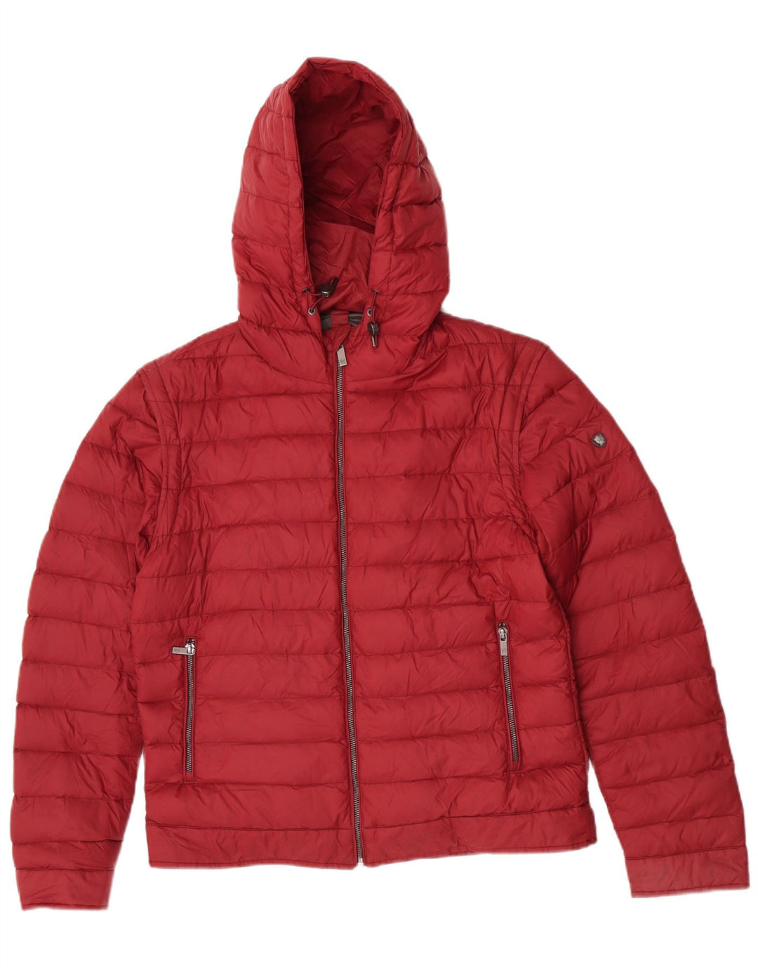 Massimo Dutti Wattierte Damenjacke mit Kapuze, UK 14, Größe L, Burgunderrot