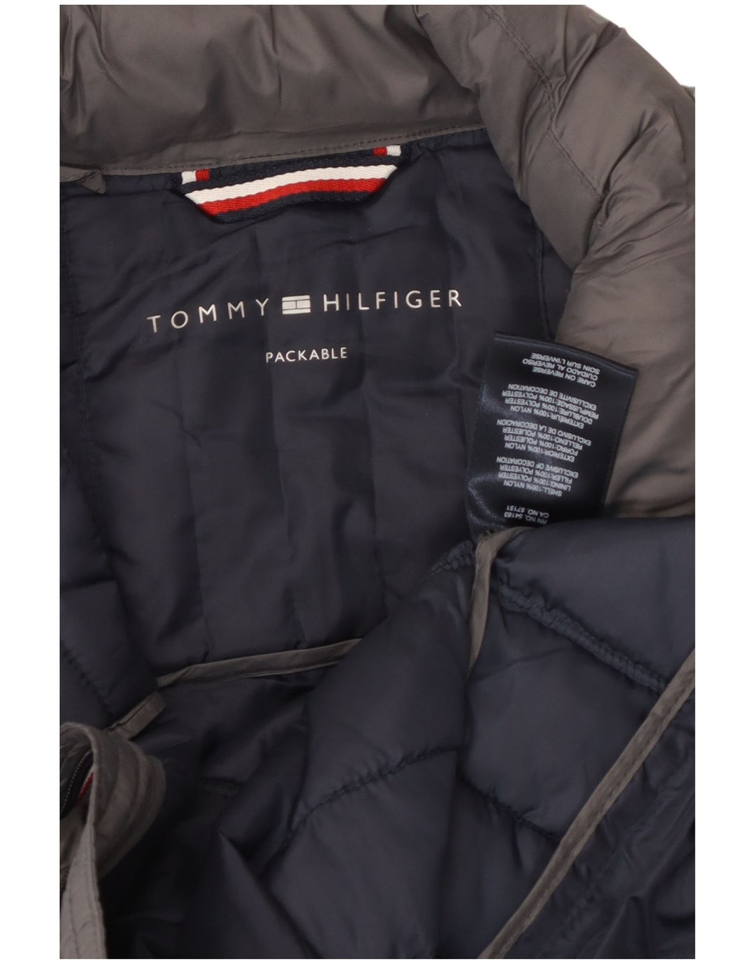 TOMMY HILFIGER Herren Wattierte Jacke UK 36 Small Graues Nylon