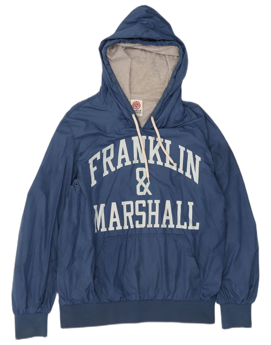 FRANKLIN MARSHALL Grafischer Kapuzenpullover für Herren aus mittelblauem Nylon