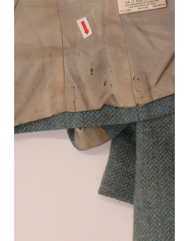 LAURA ASHLEY Damen Crop 3-Knopf-Blazerjacke UK 12 Mittelblaue Wolle