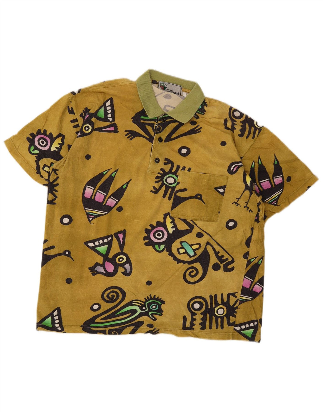 Gio Ferrari Herren-Poloshirt, mittelgelb, geometrisch