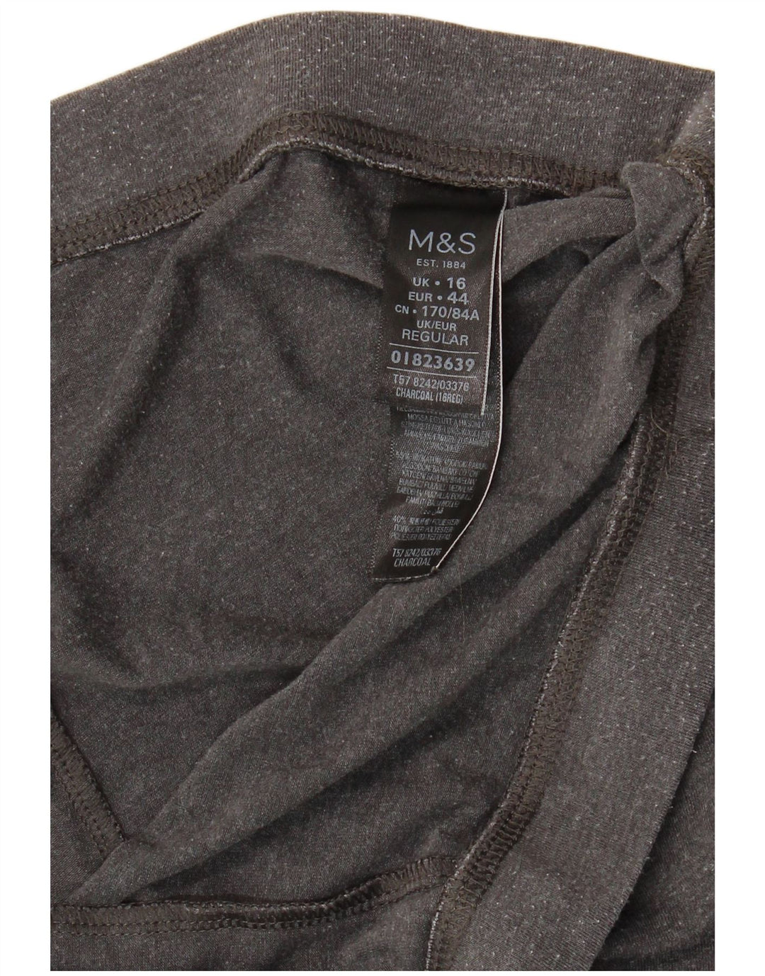 Marks & Spencer Damen Crop Leggings UK 16 Large Graue Baumwolle