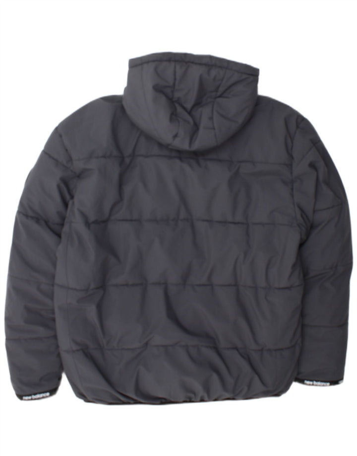 New Balance Herren-Kapuzen-Sherpa-gepolsterte Jacke, UK 40, großes graues Polyester