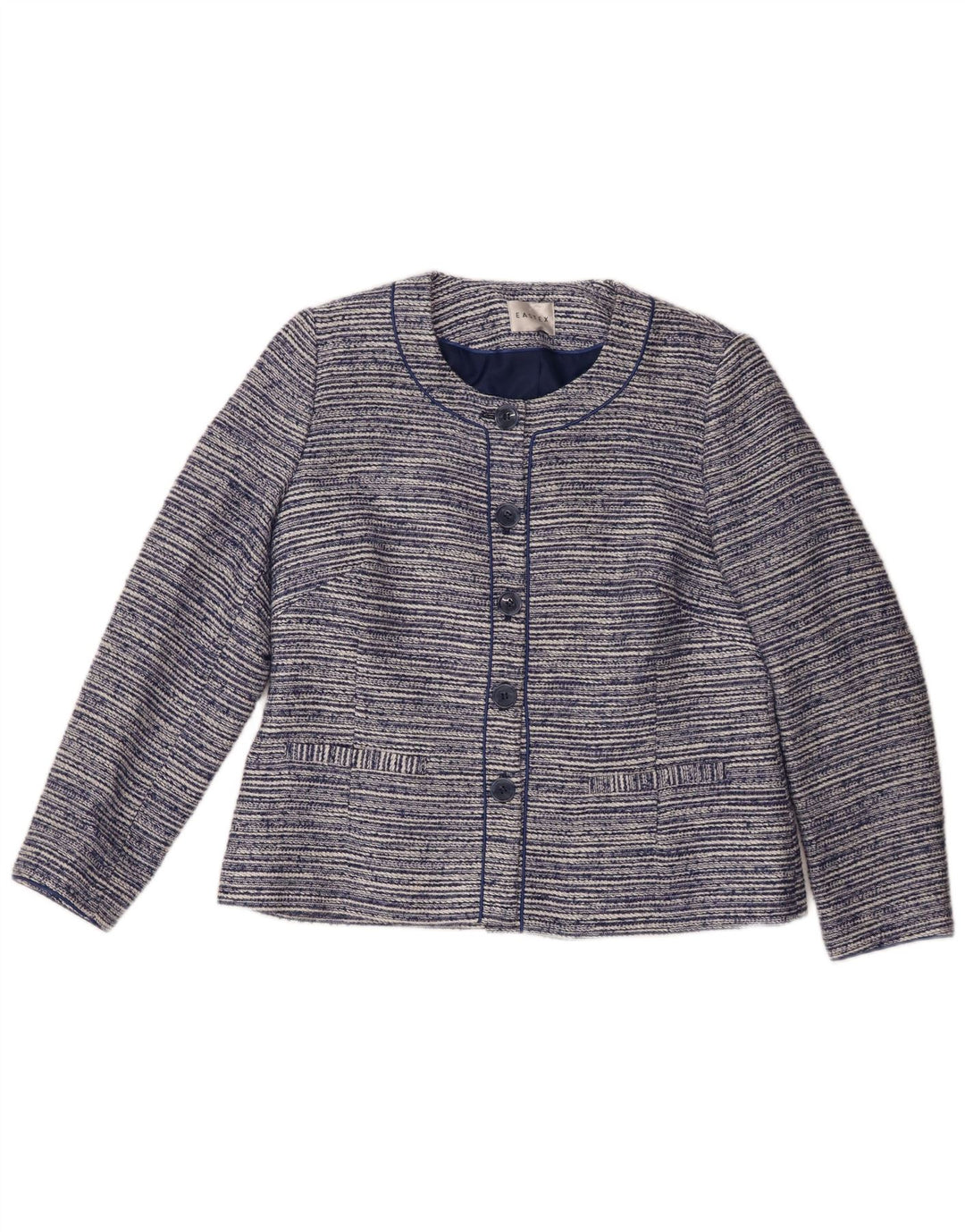 Eastex Damen-Blazer mit 5 Knöpfen, UK 12, mittelmarineblau gestreift