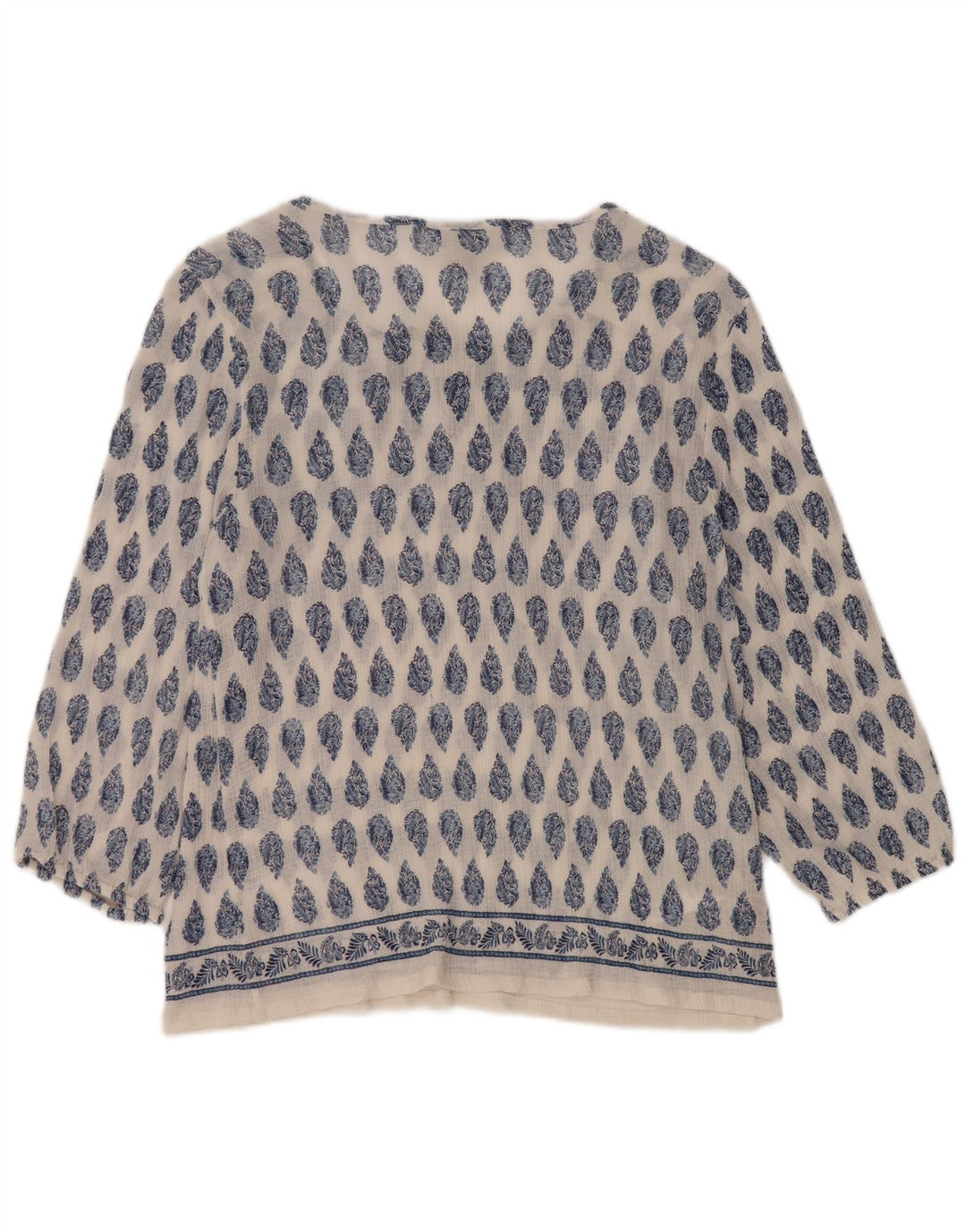 TOMMY BAHAMA Damen-Blusenoberteil mit 3/4-Ärmeln, UK-Größe 44, Größe L, weiße Paisley-Baumwolle