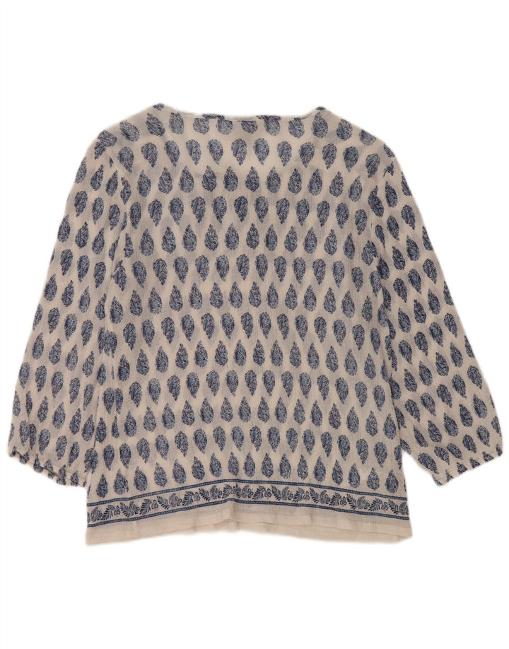 TOMMY BAHAMA Damen-Blusenoberteil mit 3/4-Ärmeln, UK-Größe 44, Größe L, weiße Paisley-Baumwolle