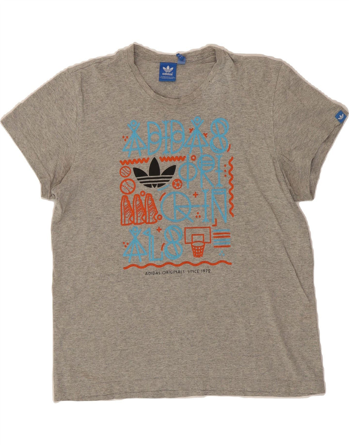 ADIDAS Mens Graphic T-Shirt Top Medium Grey Vintage Adidas and Second-Hand Adidas from Messina Hembry 