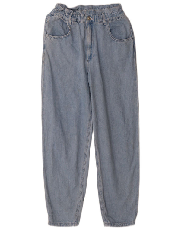 Zara Damen High Waist Tapered Jeans EU 36 XS W26 L28 Blaue Baumwolle