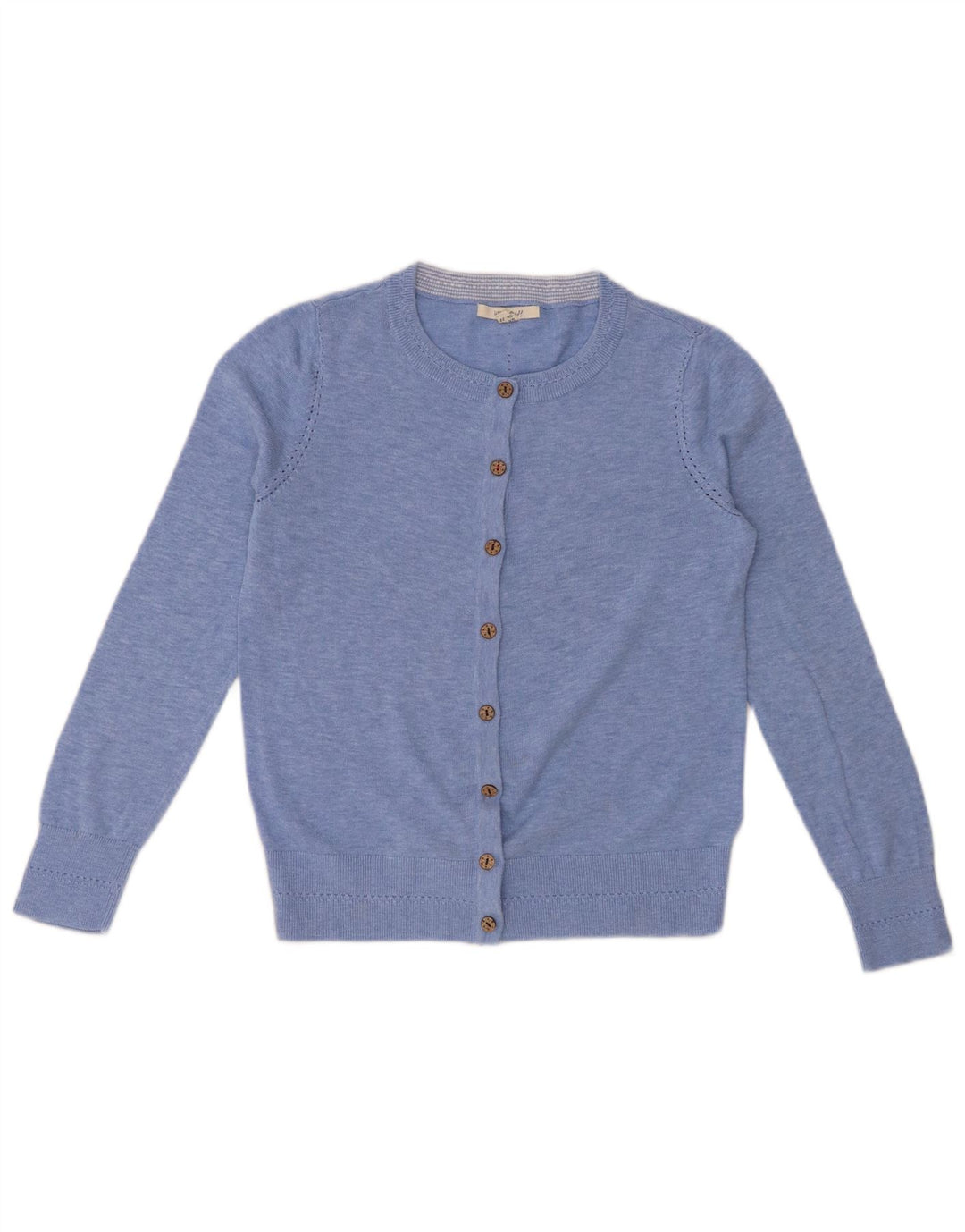 WHITE STUFF Damen-Cardigan-Pullover, Gr. 10, klein, blau gefleckte Baumwolle