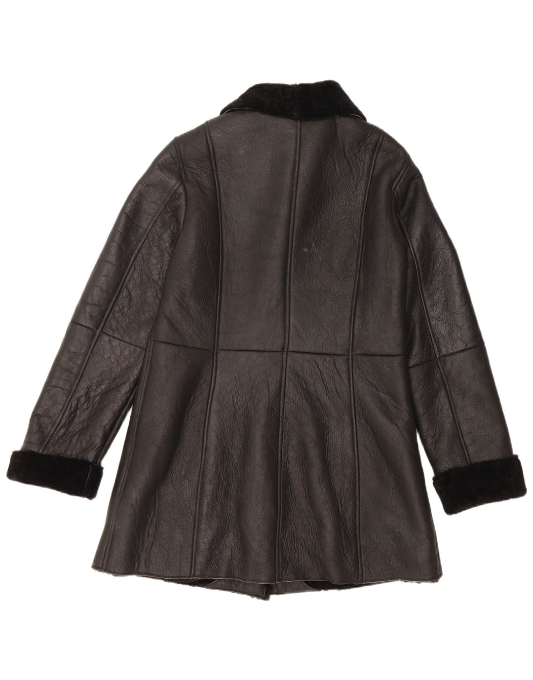 Vintage Damen Lammfellmantel EU 40 Mittelschwarzes Leder