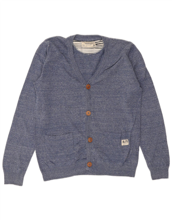 JACK & JONES Herren-Strickjacke aus mittelblauer Baumwolle