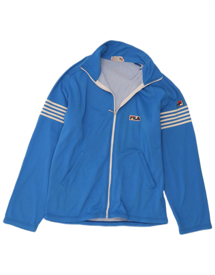Fila Herren-Trainingsanzug-Top-Jacke IT 48 Mittelblau gestreift