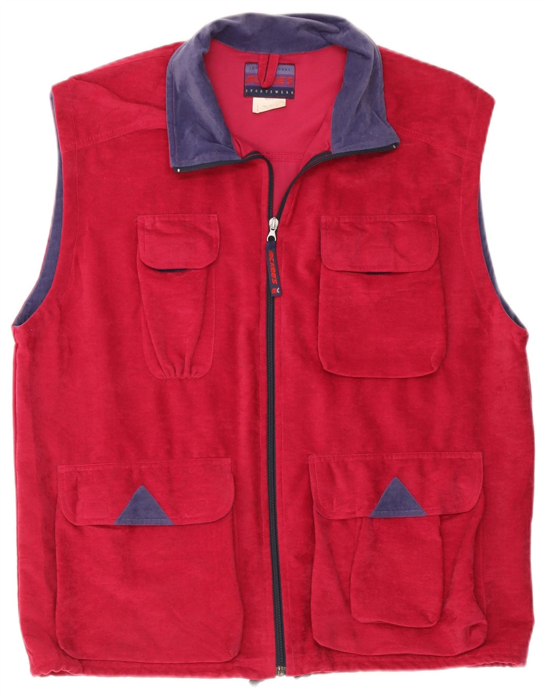 MC Kee's ärmellose Herren-Trainingsjacke aus Velours, groß, rosa, Farbblock