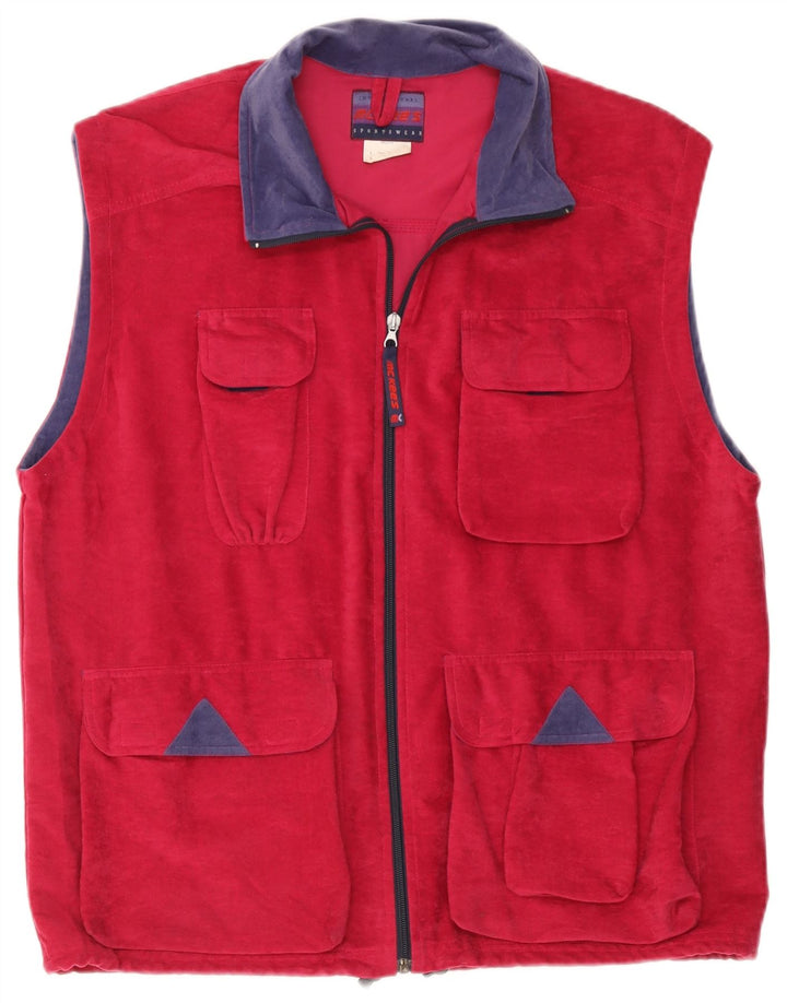 MC Kee's ärmellose Herren-Trainingsjacke aus Velours, groß, rosa, Farbblock