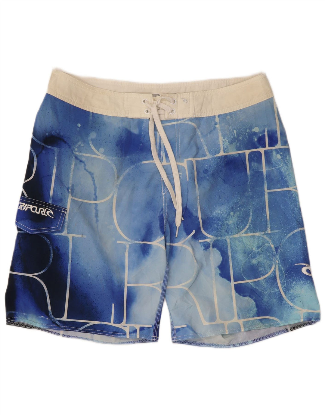 Rip Curl Herren-Badeshorts mit abstraktem Muster und grafischer Grafik, Größe L, Blau