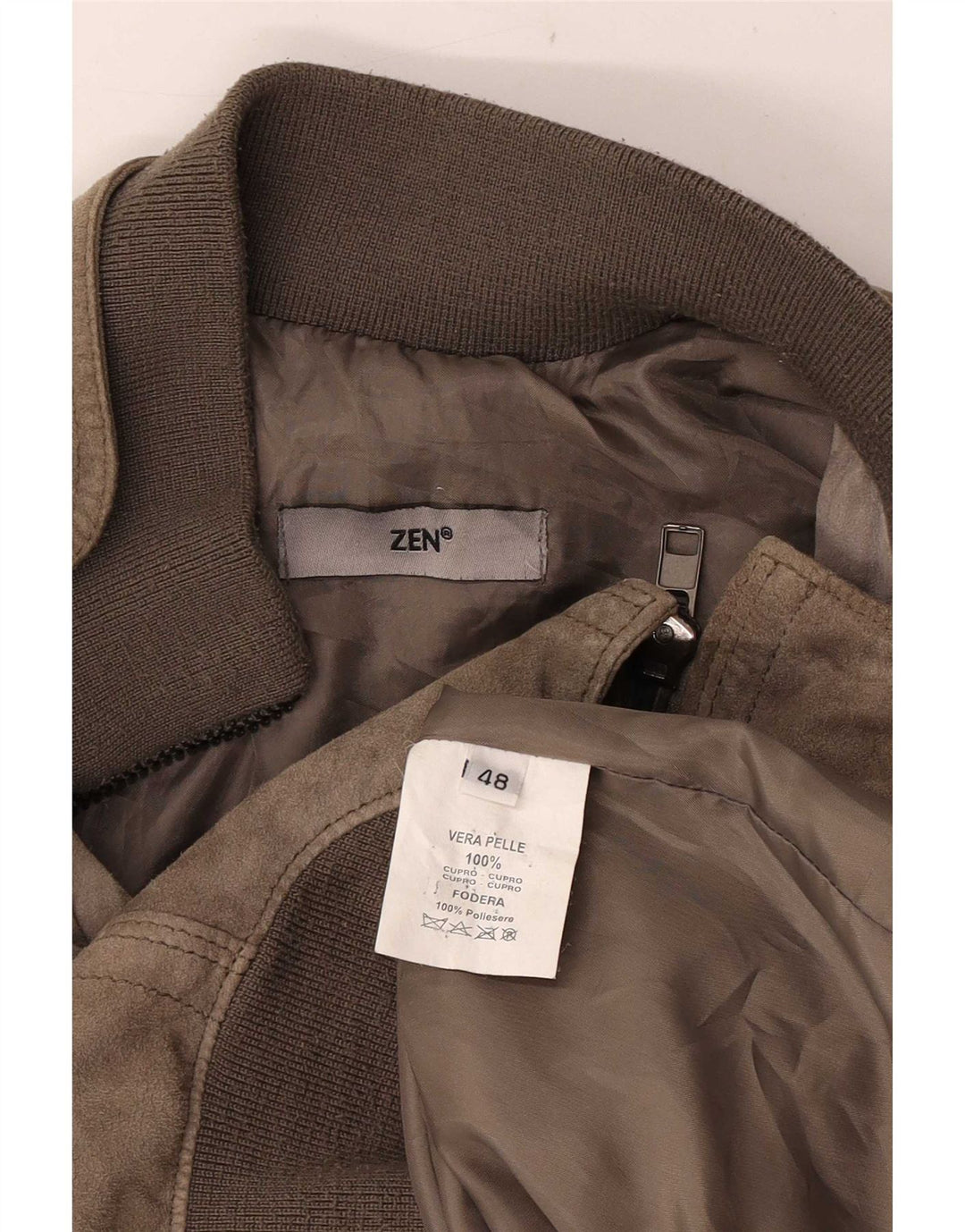 Zen Herren Bomber-Lederjacke IT 48 Mittelbraunes Leder