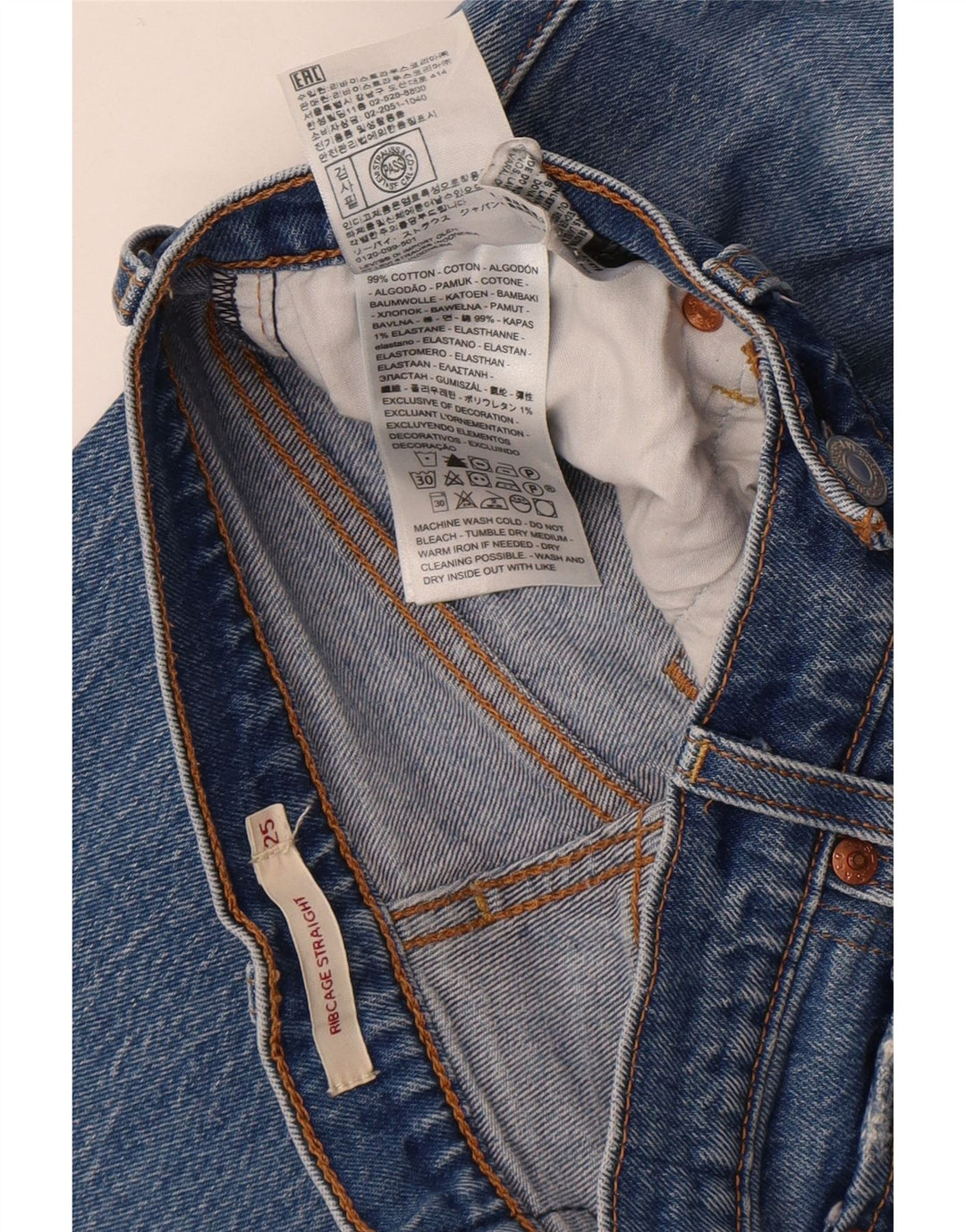 Levi's Damen Ribcage Straight Jeans W25 L27 Blaue Baumwolle