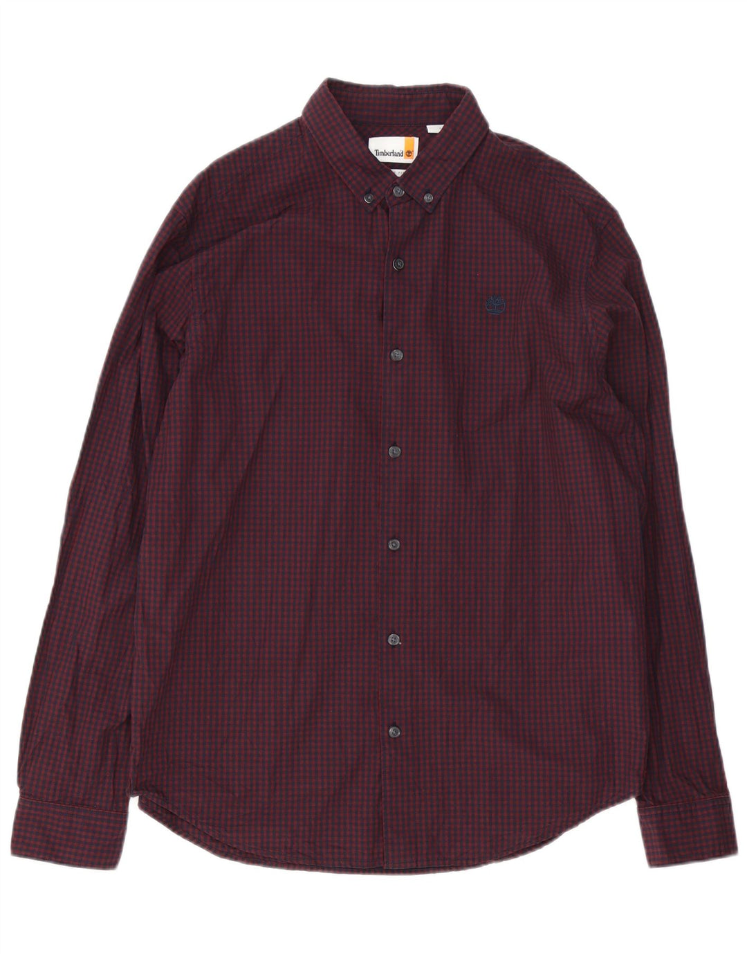 Timberland Herren-Hemd mit normaler Passform, groß, Burgunderrot, Gingham-Baumwolle