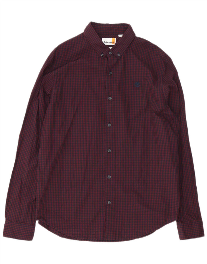 Timberland Herren-Hemd mit normaler Passform, groß, Burgunderrot, Gingham-Baumwolle