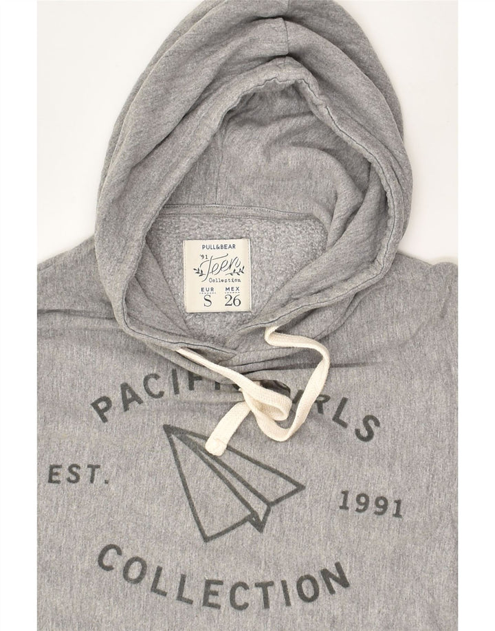PULL & BEAR Womens Oversized Crop Hoodie Jumper UK 10 Small Grey Viscose | Vintage Pull & Bear | Thrift | Second-Hand Pull & Bear | Used Clothing | Messina Hembry 