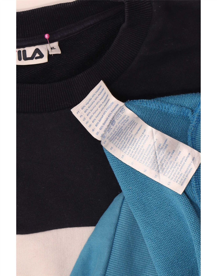 Fila Herren Grafik-Sweatshirt-Pullover XL, mehrfarbig, Colourblock-Baumwolle
