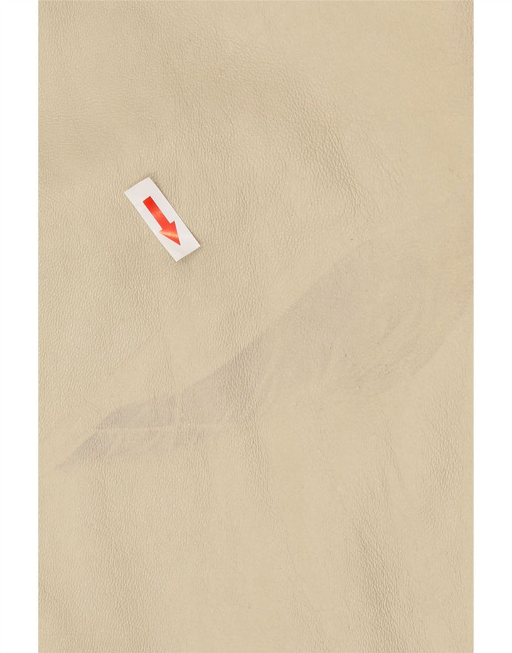 Vintage Damen Lederjacke mit Kapuze IT 46 Großes beiges Leder