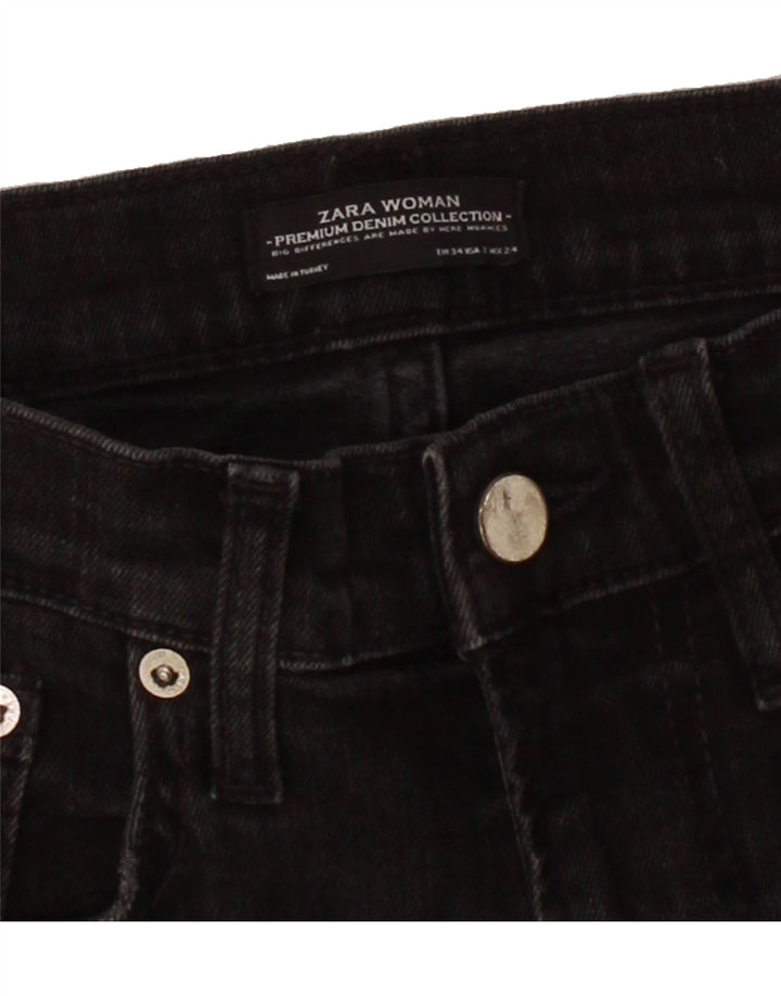 ZARA Womens Distressed Slim Jeans EU 34 2XS W24  L27 Black Vintage Zara and Second-Hand Zara from Messina Hembry 