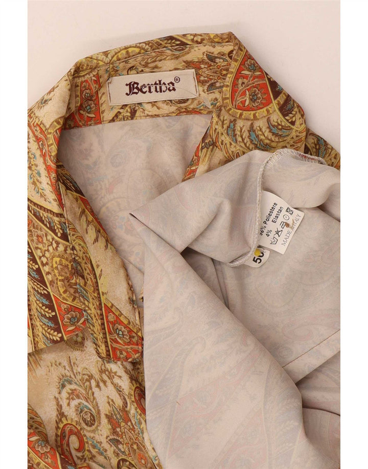 Vintage Damen Hemd IT 50 XL Beige Paisley Polyester