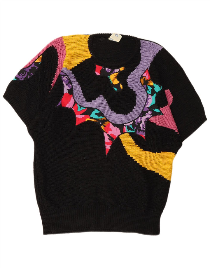 Yessica Damen-Pullover mit Rundhalsausschnitt, EU 40/42, Mittelschwarz, Farbblock