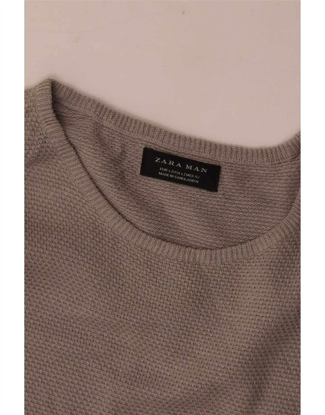 Zara Herren-Pullover mit U-Boot-Ausschnitt, Größe L, Grau