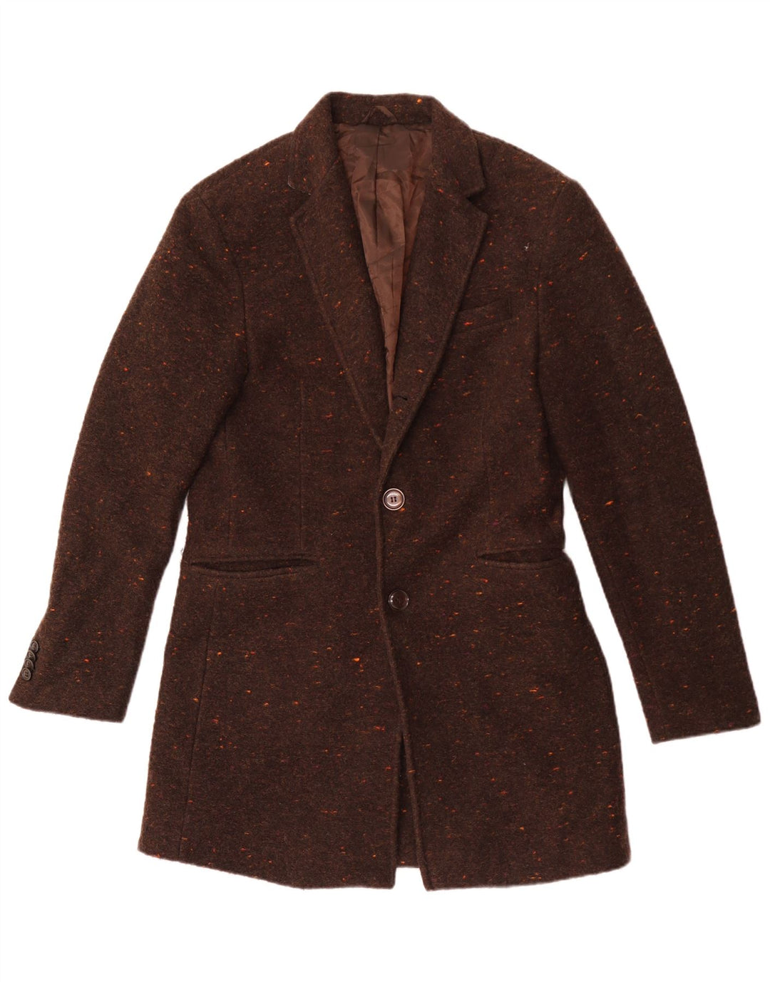 Zara Herren-Blazer mit 2 Knöpfen, UK 38, mittelbraun gefleckte Wolle