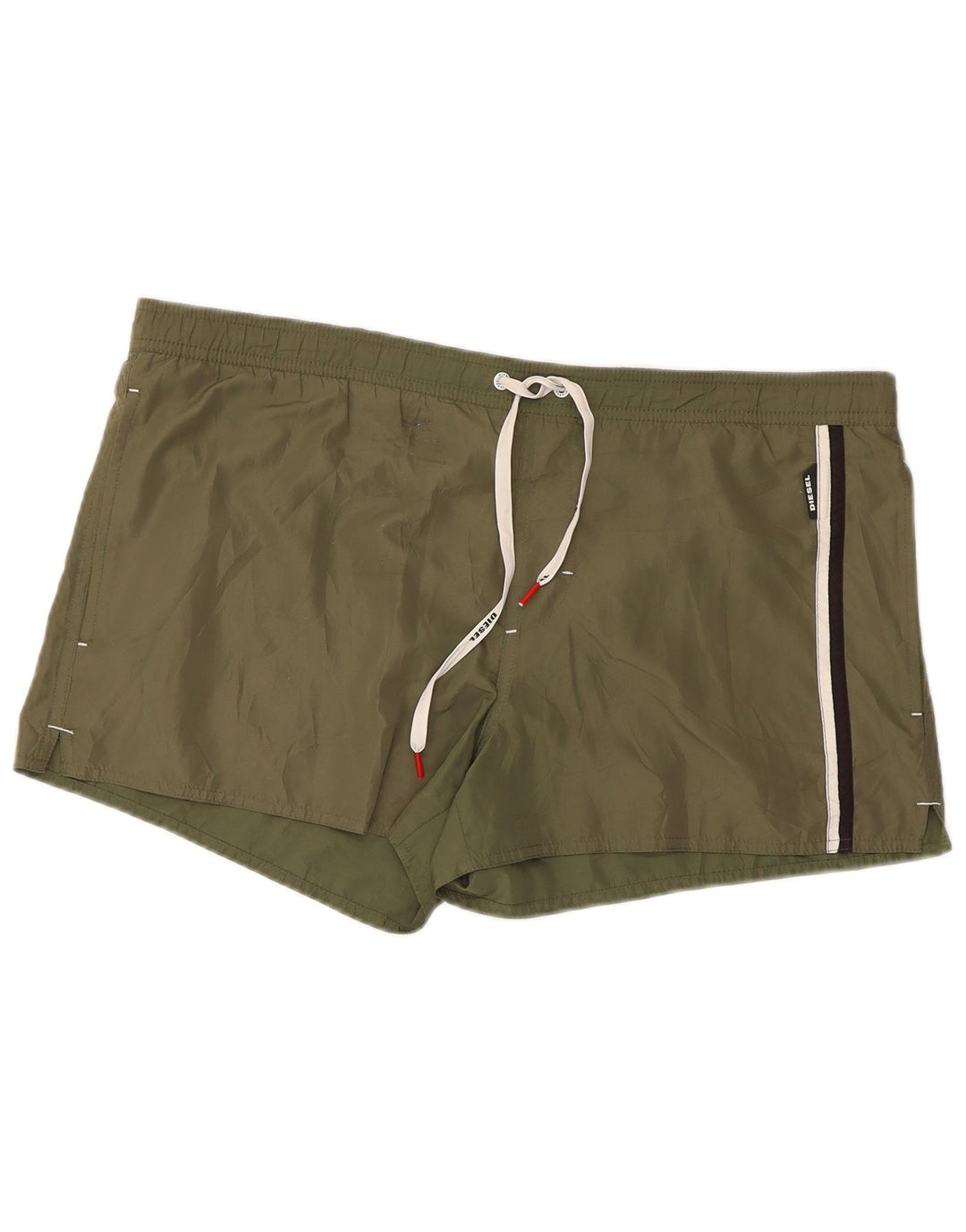 Diesel Herren Badeshorts XL Khaki gestreift Polyester