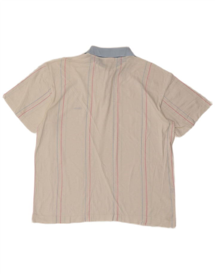 Ellesse Herren-Poloshirt aus mittelweißer, gestreifter Baumwolle