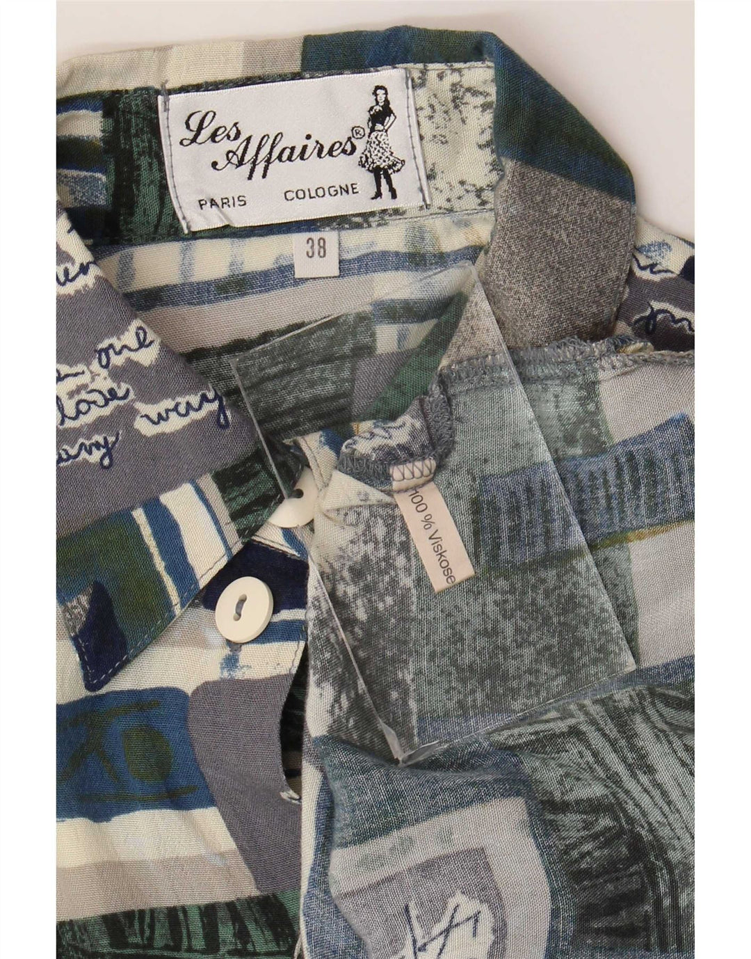 Vintage Damen Grafik-Hemdbluse EU 38 Medium Mehrfarbig Patchwork