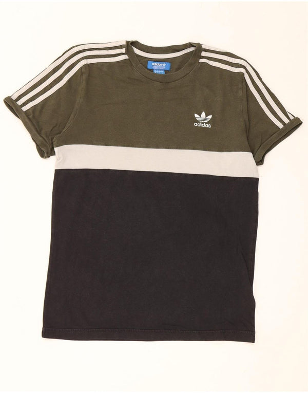 Adidas Herren T-Shirt Top Small Grün Colourblock Baumwolle