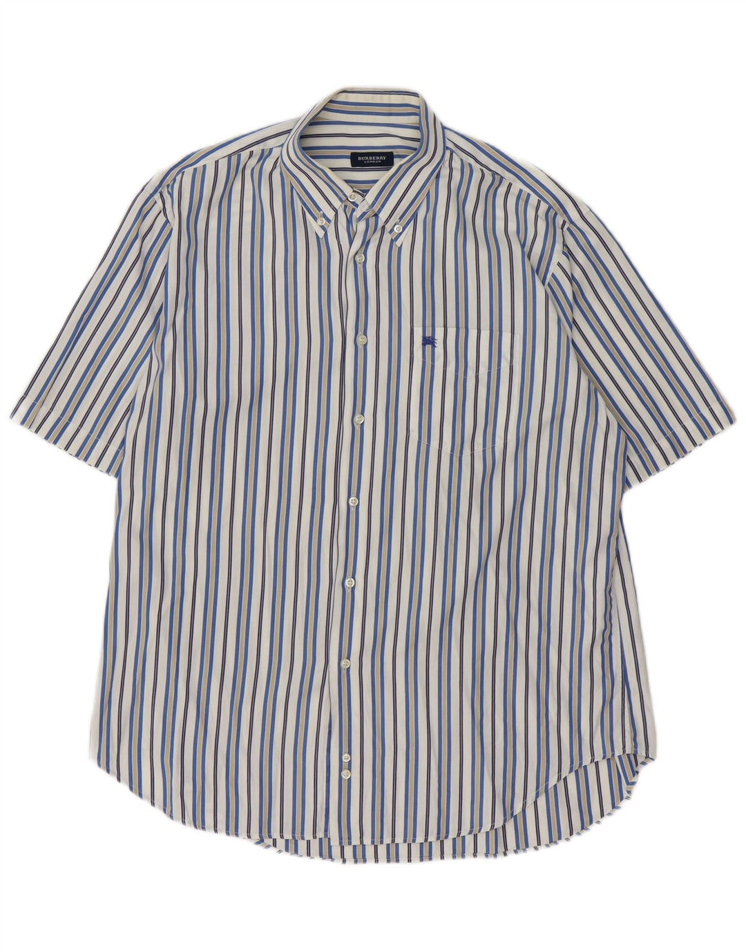 Burberry Herren-Kurzarmhemd XL aus weißer Nadelstreifen-Baumwolle