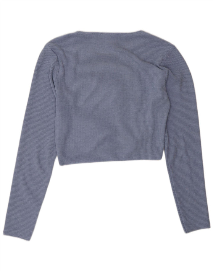 Zara Damen Crop Top UK 12 Mittelblaues Polyester
