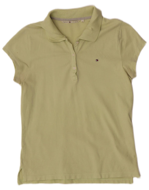 Tommy Hilfiger Damen Poloshirt UK 14 Große grüne Baumwolle