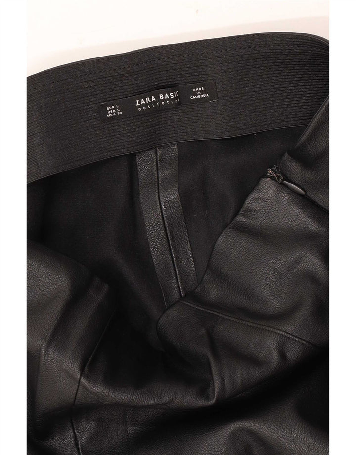Schmale Lederhose für Damen von Zara, Größe L, W30, L27, Schwarz