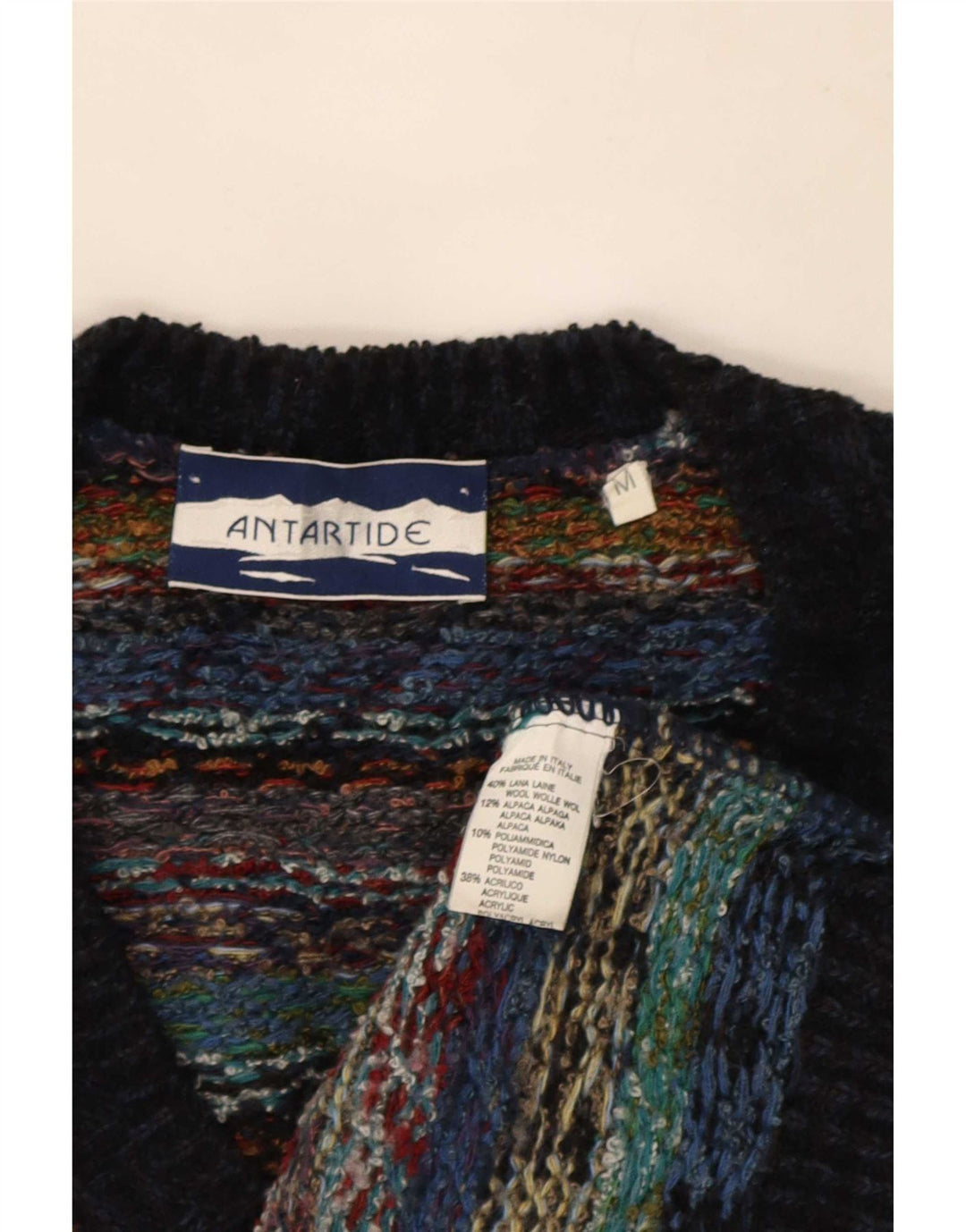 Vintage Herren V-Ausschnitt Pullover Pullover Medium Mehrfarbige geometrische Wolle