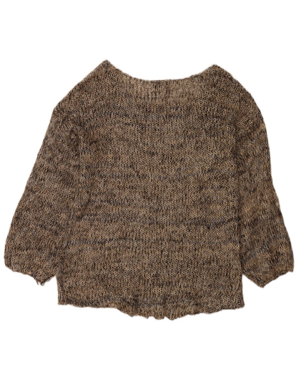 Topshop Damen-Pullover mit U-Boot-Ausschnitt, UK 12, mittelbraun gefleckt