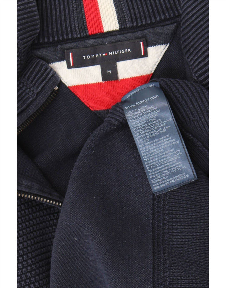 Tommy Hilfiger Herren-Pullover mit Reißverschluss am Hals, mittlere marineblaue Baumwolle