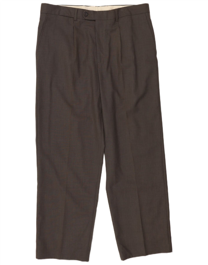 Vintage Mens Pegged Suit Hose W38 L29 Graues Polyester