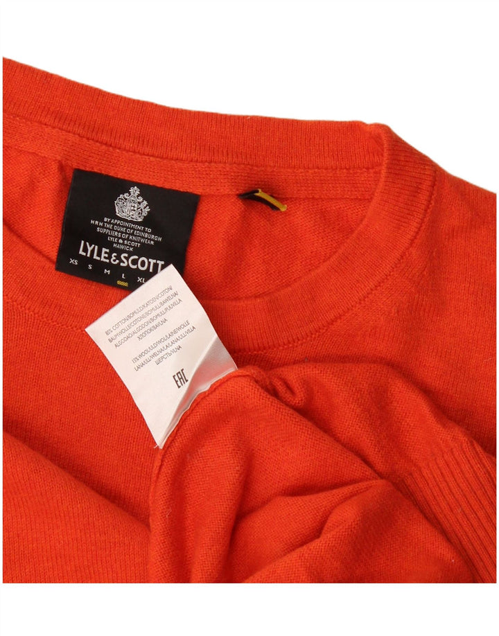Lyle & Scott Herren-Pullover mit Rundhalsausschnitt, Größe L, aus roter Baumwolle
