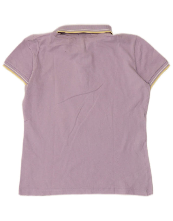 Fred Perry Damen Crop Poloshirt UK 12 Mittellila gestreift aus Baumwolle